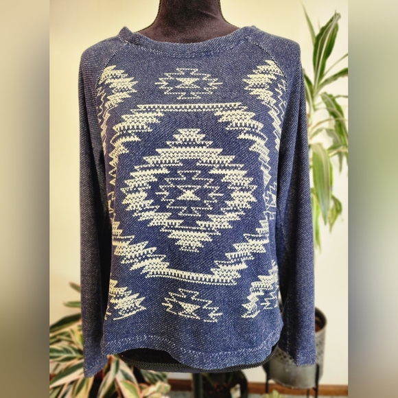 Old Navy terrycloth tribal sweater, small, Navy - Picture 4 of 5